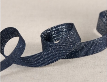 Metallisiertes Ripsband 15 mm pro Meter marine
