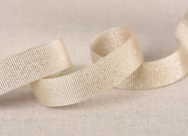 Metallisiertes Ripsband 15 mm pro Meter beige