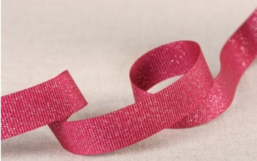 Metallisiertes Ripsband 15 mm pro Meter fuchsia