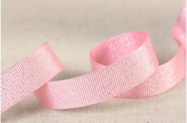 Metallisiertes Ripsband 15 mm pro Meter rose clair