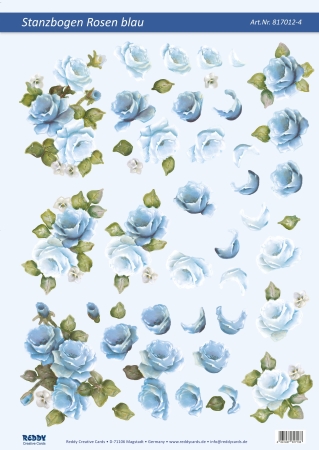 Reddy Cards 3D-Stanzbogen Rosen blau