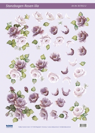 Reddy Cards 3D-Stanzbogen Rosen lila