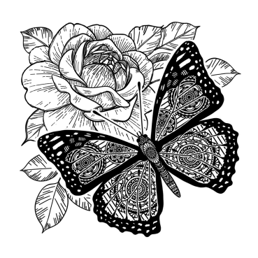 Crafty Individuals Butterfly and Rose Unmounted Rubber Stamps