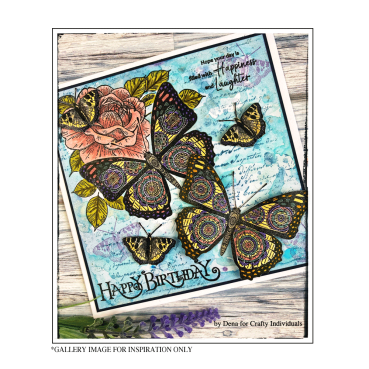 Preview: Crafty Individuals Butterfly and Rose Unmounted Rubber Stamps