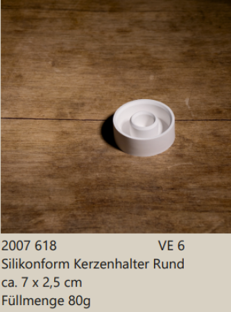 Silikonform Kerzenhalter Rund ca. 7 x 2,5 cm