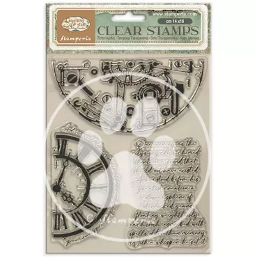 Stamperia Clear Stamp Gardens of Time Half Clocks and Writings