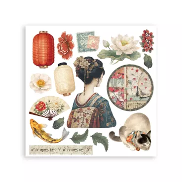 Preview: Stamperia Printed Decorative Rub-on Kit for Art and Craft Oriental Garden