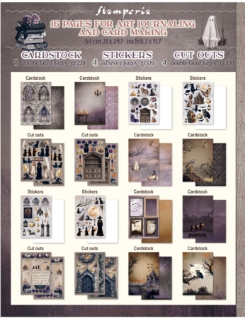 Preview: Stamperia Printed Art Junk Journal Stickers, Cut-outs, Backgrounds for Art and Craft Halloween