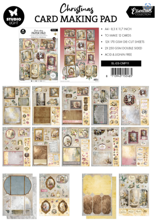 Preview: Studio Light Romantic Christmas  A4  Christmas Essentials Card Making Pad