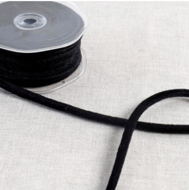 Samtkordel 8 mm pro Meter schwarz