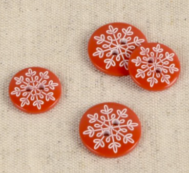 Knopf Schneeflocke 15 mm mit zwei Löchern rouge