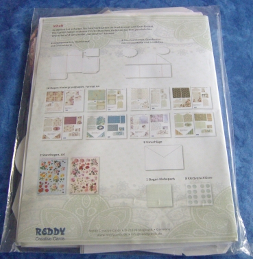 Preview: Reddy Cards Bastelset für 8 Geschenkkarten Blumenkarten Shabby Chic
