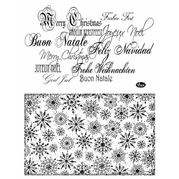 Preview: VIVA Decor Transparente Silikon-Stempel "Weihnachtshintergrund und Schrift"