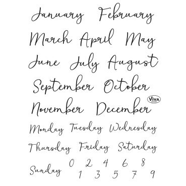 VIVA Decor Transparente Silikon-Stempel Bujo / Kalender Monate