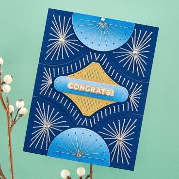 Spellbinders Stitched Fan Cardfront Etched Dies