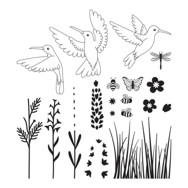 Spellbinders Hummingbird Build a Scene Stamp & Die Set