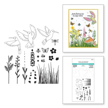 Preview: Spellbinders Hummingbird Build a Scene Stamp & Die Set