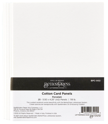 Spellbinders Better Press Cotton Card Panel 4,25 x 5,5 Inch pro Blatt Porcelain