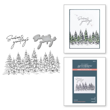 Preview: Spellbinder Seasons Greetings Evergreens Press Plate & Cutting Die