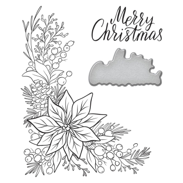 Spellbinder Poinsetta Corner Press Plate & Die Set