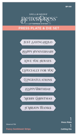 Preview: Spellbinders Fancy Sentiments Strips Press Plate & Die Set