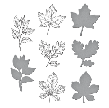 Spellbinders Press Plate & Die Set Autumn Leaves