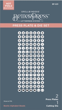 Spellbinders Bestie Alphabet Beads Press Plate 6 Die Set