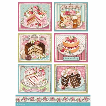 Stamperia A4 Rice Paper Reispapier packed Patisserie