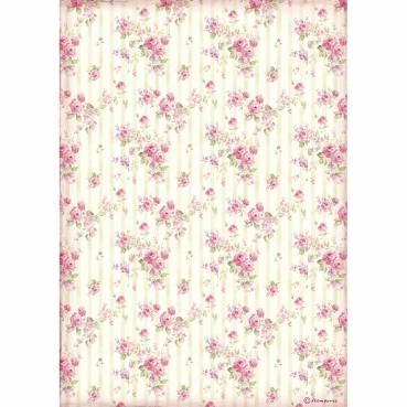 Stamperia A4 Rice Paper Reispapier packed Rose Wallpaper
