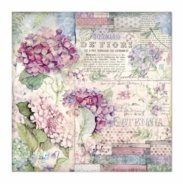 Preview: Stamperia Doppelseitiges Papier Hortensia
