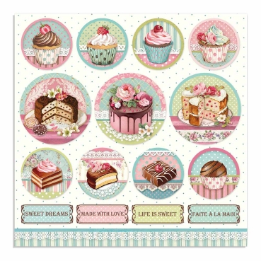 Preview: Stamperia Doppelseitiges Papier Mini Cake round