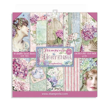 Stamperia Block Small mit 10 doppelseitig bedruckten Papieren Hortensia