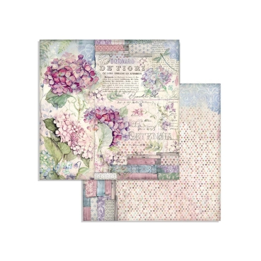 Preview: Stamperia Block Small mit 10 doppelseitig bedruckten Papieren Hortensia