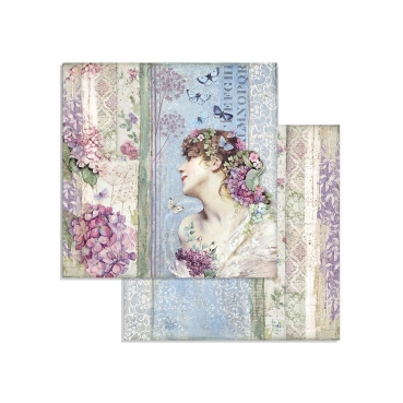 Preview: Stamperia Block Small mit 10 doppelseitig bedruckten Papieren Hortensia