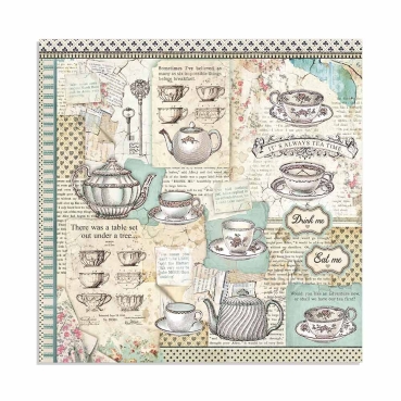 Stamperia Block Large mit 22 einseitig bedruckten Papieren Alice gold