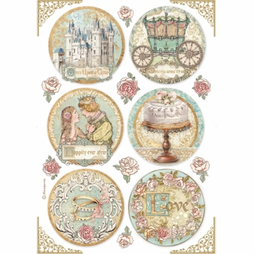 Stamperia A4 Rice Paper Reispapier Sleeping Beauty Rounds