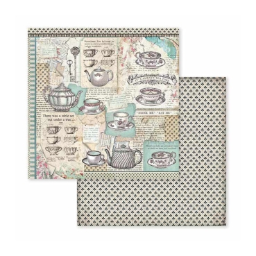 Preview: Stamperia Extra Small Pad 6 x 6 Inch mit 10 doppelseitig bedruckten Papieren Alice in Wonderland