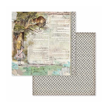 Stamperia Extra Small Pad 6 x 6 Inch mit 10 doppelseitig bedruckten Papieren Alice in Wonderland