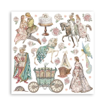 Preview: Stamperia Extra Small Pad 6 x 6 Inch mit 10 doppelseitig bedruckten Papieren Sleeping Beauty