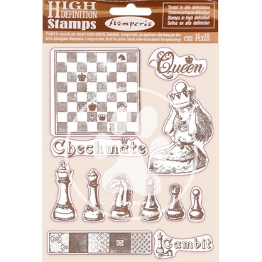Stamperia Natural Rubber Stamp Alice Checkmate