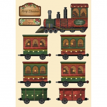 Stamperia Colored Wooden Shape A5 Classic Christmas Train