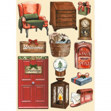 Stamperia Colored Wooden Shape A5 Romantic Home for the Holidays