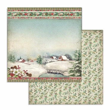 Preview: Stamperia Extra Small Pad 6 x 6 Inch mit 10 doppelseitig bedruckten Papieren Classic Christmas