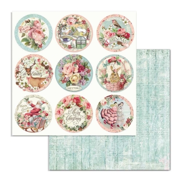 Preview: Stamperia Extra Small Pad 6 x 6 Inch mit 10 doppelseitig bedruckten Papieren Pink Christmas