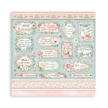 Preview: Stamperia Extra Small Pad 6 x 6 Inch mit 10 doppelseitig bedruckten Papieren Sweet Winter