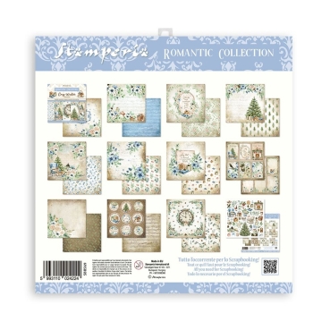 Preview: Stamperia Small Pad 8 x 8 Inch mit 10 doppelseitig bedruckten Papieren Romantic Cozy Winter