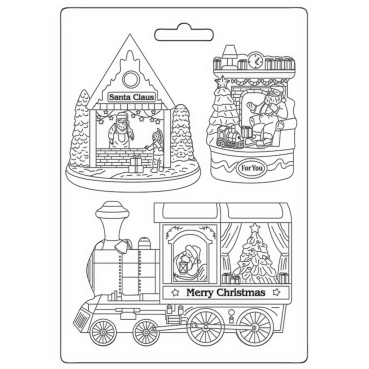 Stamperia Soft Mould A5 Train Santa Claus