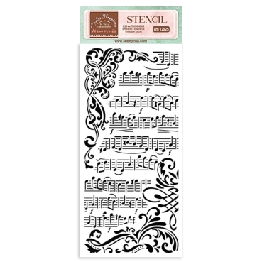 Preview: Stamperia Thick Stencil 12 x 25 cm Create Happiness Music