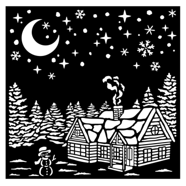 Stamperia Thick Stencil 18 x 18 Christmas Village