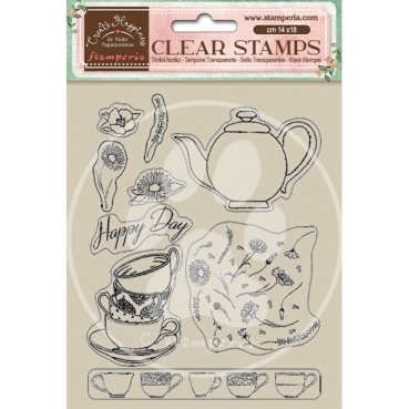 Stamperia Clear Stamp Create Happiness Welcome Home Cups